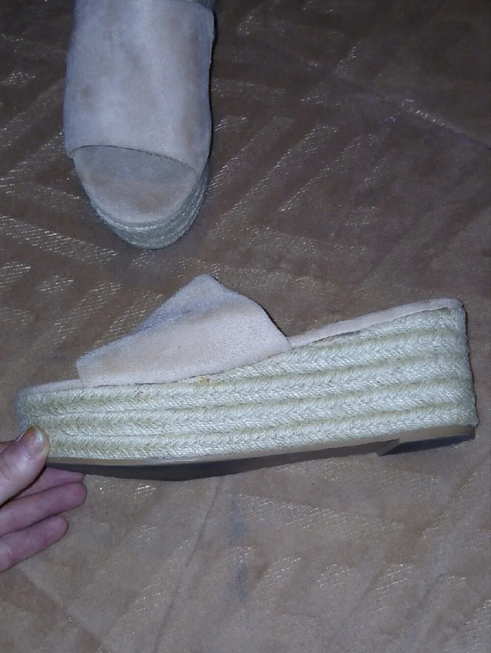 Coconuts by Matisse Light Cream Sandy Espadrille Platform Slide Sz: 8